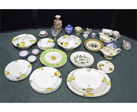 Dinner service together with assorted ceramics, plates, tea pots, etc, (Qty)