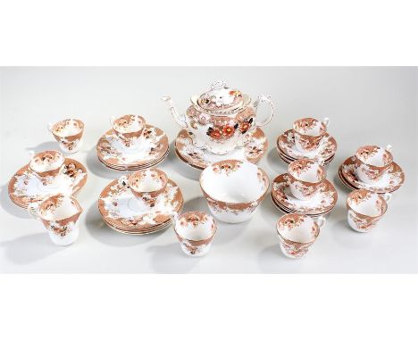 Porcelain Tea Service, to include plates, cups, saucers, bowl, tea pot, etc, (Qty)