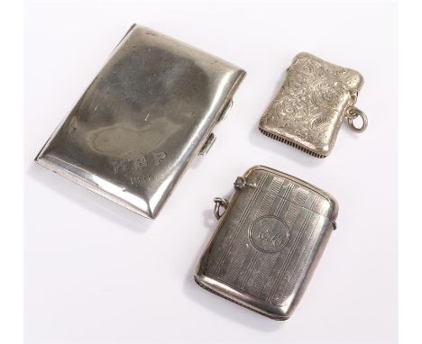 A Silver cigarette engraved HBP 1915, Birmingham 1914, maker Smith & Bartlam, together with a silver vesta, Birmingham 1920, 