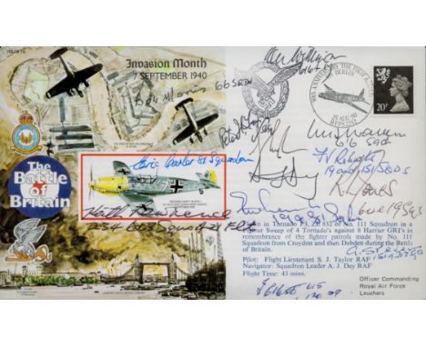 WWII Battle of Britain Invasion Month 7 September 1940 multi signed FDC 13 veteran signatures include William Walker 616 Sq, 