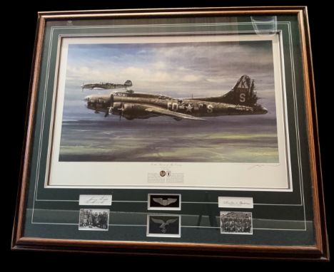 WW 2 Print titled IN THE PRESENCE OF MY ENEMY - FRAMED COLLECTOR'S PIECE by John D Limited 218/300. Shaw. Multi signed by the