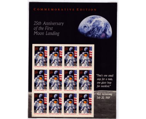 Apollo XI 25th Anniversary of the First Moon Landing stamp sheet. From single vendor Space Astronaut collection including NAS