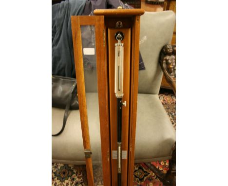 20th Century Griffin and George Ltd marine stick barometer having chrome and black lacquered finish housed in a mahogany and 