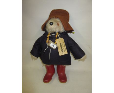 Childrens Paddington bear with label hat, jacket and wellington boots