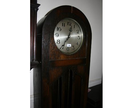 1930's Oak cased grandmother clock with a three train weight driven movement