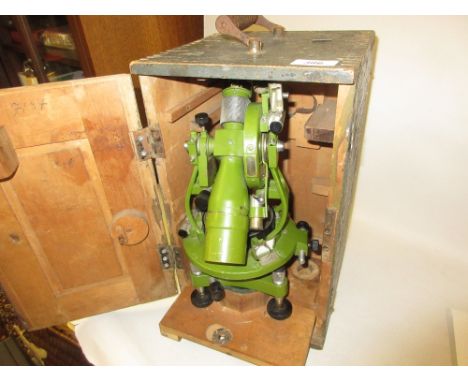 Russian theodolite with green enamel finish in original box