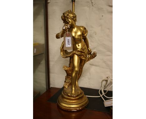 20th Century gilt figural table lamp base