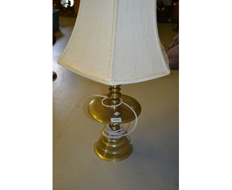 Large brass table lamp with shade