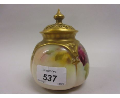 Royal Worcester floral and gilt decorated pot pourri pot and cover