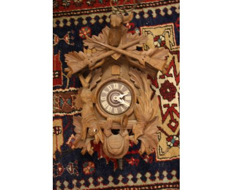 Modern carved wooden cuckoo clock (a/f) and other miscellaneous clocks