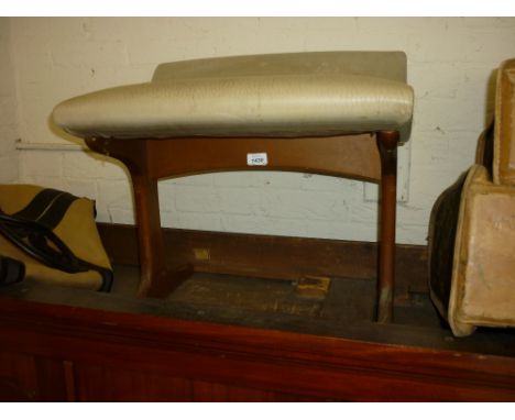 Mid 20th Century teak stool with an upholstered seat, together with 19th Century tin trunk and two other boxes