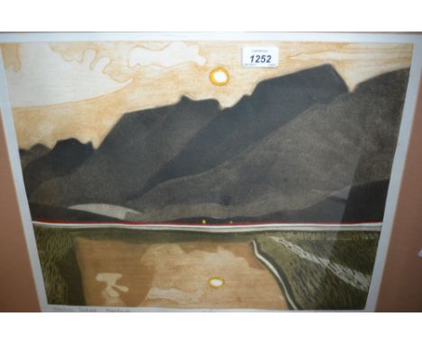 John Brunsdon, artist signed Limited Edition lithograph, Welsh scene, Harlech, No. 81 of 150, 14ins x 17.5ins, gilt framed