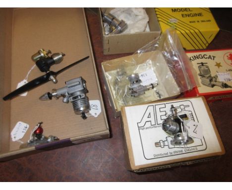 Group of three unboxed and three boxed various model aircraft engines