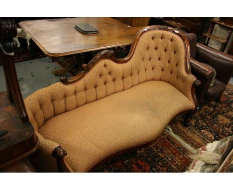 Reproduction Victorian style button upholstered chaise longue
