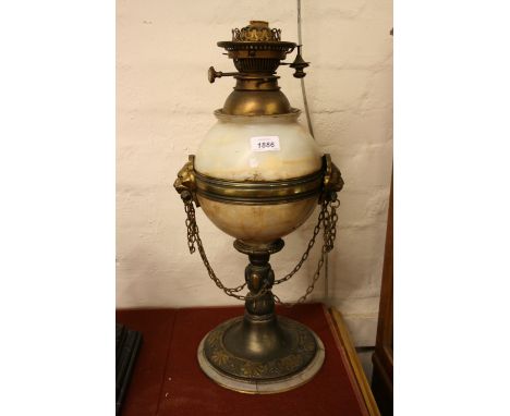 Large 19th Century gilt brass and onyx oil lamp base