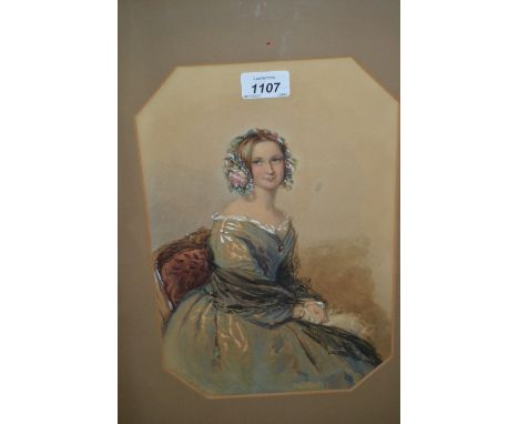 19th Century half length portrait of a seated Victorian lady inscribed ' Anna ', 1848, gilt framed, 12ins x 8ins