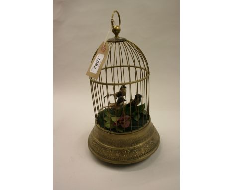 Embossed metal bird cage automaton (a/f)