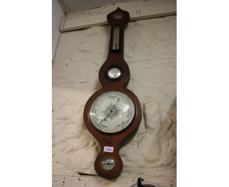 Mahogany cased five glass wheel barometer by Simmons, Lewes