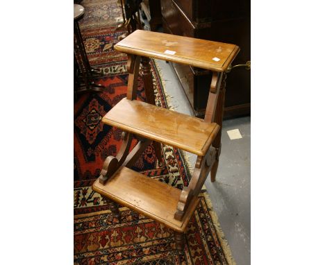 Reproduction mahogany three tread library step