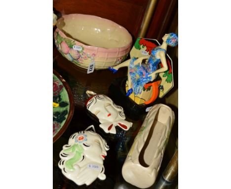 CLARICE CLIFF FOR NEWPORT POTTERY, a moulded basket shape bowl with fruit decoration, diameter 23cm (restorations to rim) and
