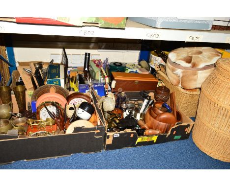 FIVE BOXES AND LOOSE SUNDRY ITEMS, including Soapstone figures, one signed MIKE to base, an ebony and bakelite gentleman's dr