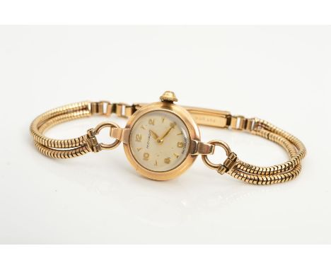 A MID TO 20TH CENTURY 9CT LADIES MOVADO WRISTWATCH, a round case measuring approximately 19mm in diameter, mixed Arabic and b