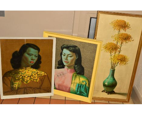 VLADIMIR TRETCHIKOFF (1913-2006), THREE VINTAGE PRINTS IN PERIOD FRAMES, to include 'The Chinese Girl' approximate size 60cm 