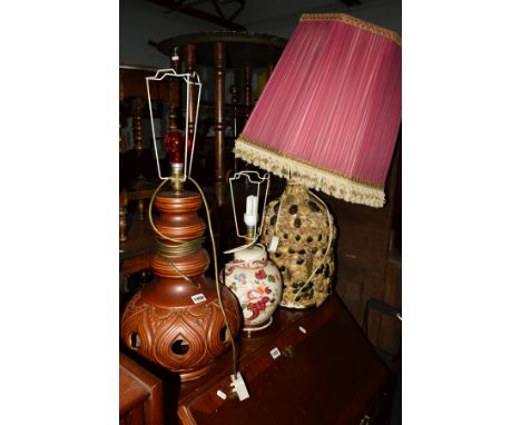 A WEST GERMAN GLAZED LAMP, together with two other lamps (3)