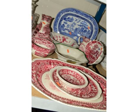 VARIOUS CERAMIC PLATTERS, JUGS, BOWLS etc,  to include Spode 'Spode's Tower', 'Chelsea Birds', 'Pink Tower', hunting scenes '