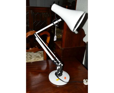 A MODERN ANGLE POISE WHITE GROUND DESK LAMP