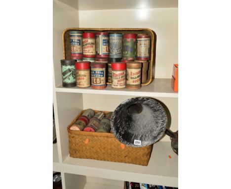 TWO BASKETS CONTAINING OVER SIXTY EDISON ROLLS, mostly pre recorded Classical music, a Vintage Horn and a Bullphone Nightinga