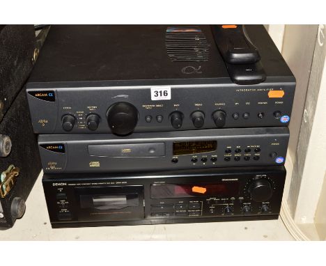 AN ARCAM ALPHA 9 INTERGRATED AMPLIFIER, an Arcam Alpha 8SE CD player, a Denon DRM-650S Tape player and a pair of Acoustic Ene