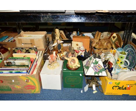 FOUR BOXES AND LOOSE SUNDRY ITEMS to include Denby, Portmeirion and vintage image 70 MAZURKA pattern coffee wares, ceramic Ha