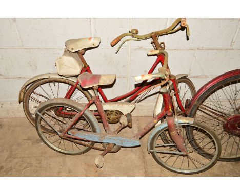 A VINTAGE SUNBEAM RED AND LIGHT BLUE CHILDREN'S BICYCLE together with another child's bicycle (2)