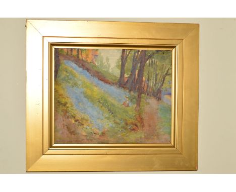 ARTHUR C MORGAN-SMITH (1904-1994), two young children picking bluebells in a woodland setting, signed bottom left, watercolou