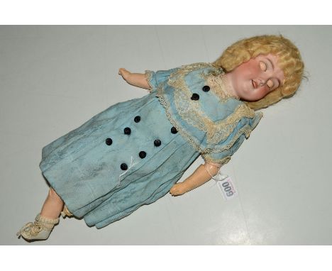AN ARMAND MARSIELLE BISQUE HEAD DOLL, with jointed limbs, marked '390, A3M', to nape of the neck, length 47cm
