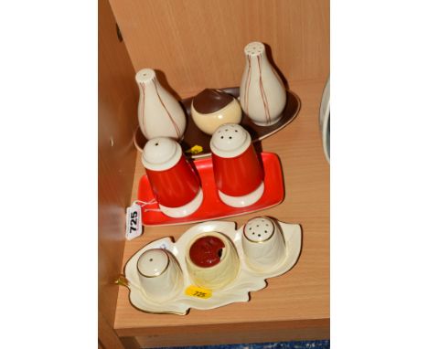 THREE CARLTONWARE CRUET SETS, (some unmatched)