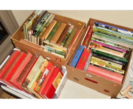 THREE BOXES OF BOOKS, relating to hunting, horse racing etc