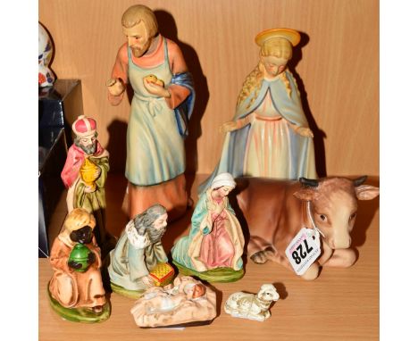GOEBEL AND KOREAN NATIVITY FIGURES, to include 'Cow' HUM214K, 'Madonna' HUM 214/A and 'Joseph' HUM 214 and Korea three kings,