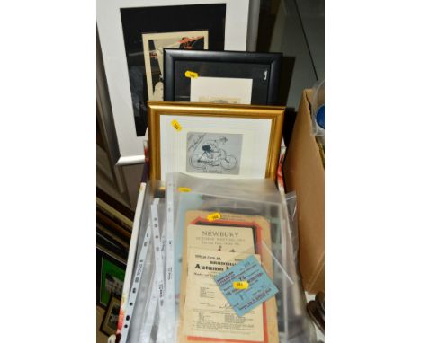 VARIOUS MIXED SPORTING MEMORABILIA, to include a framed programme for the 'London Defend' Event, dated 9-30th May (year not k