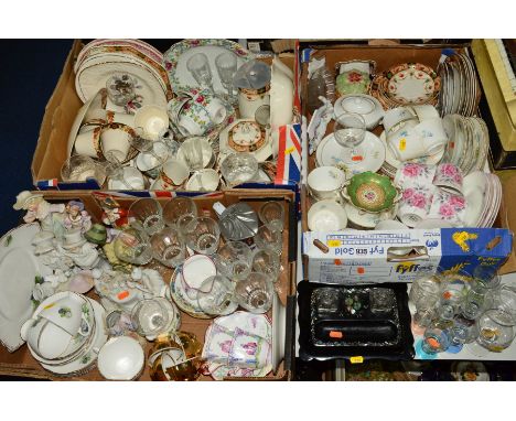 THREE BOXES AND LOOSE CERAMICS etc to include assorted tea wares to include Booths, Gladstone, Standard China, Belmont, Georg