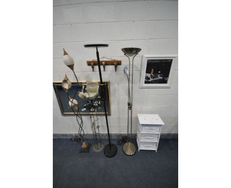 A SELECTION OF OCCASIONAL FURNITURE, to include a gilt bevelled edge mirror, 104cm x 74cm, another mirror, an LED black finis
