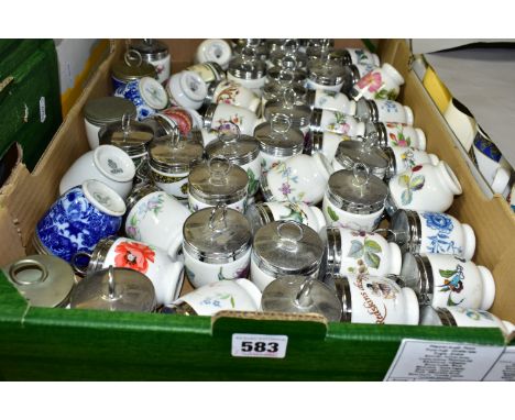 FIFTY-SIX ROYAL WORCESTER EGG CODDLERS, mostly modern 9cm examples but to also include older Crown Ware examples and a Graing