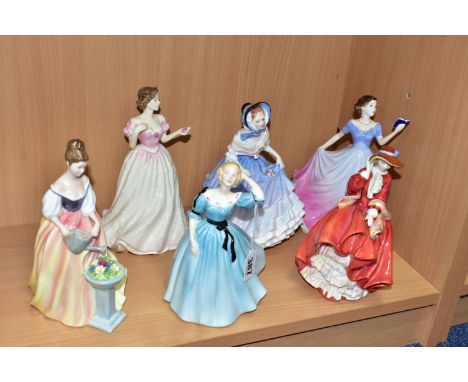 SIX ROYAL DOULTON LADIES, comprising 'Celeste' HN2237, (patch of restoration to underside skirt frill), a Millennium 'Top O' 