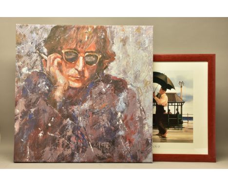 MALCOLM HARDY (BRITISH CONTEMPORARY) 'IMAGINE', a limited edition print on canvas depicting a portrait of John Lennon, number