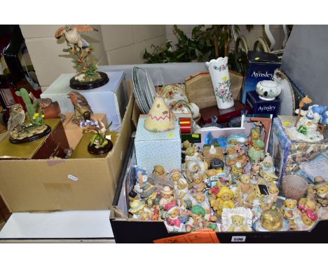 THREE BOXES OF ASSORTED ORNAMENTS, to include approximately forty-eight 'Cherished Teddies' figurines including 'Mandy', 'Dun