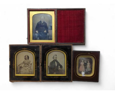 A Daguerrotype of three young children, in frame, image size 7cms x 6cms together with an ambrotype portrait of a seated gent