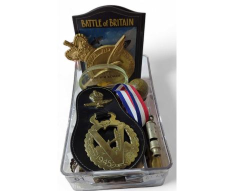 A quantity of RAF memorabilia including miniature  pub signs, key ring fob and other items including miniature harmoniums and