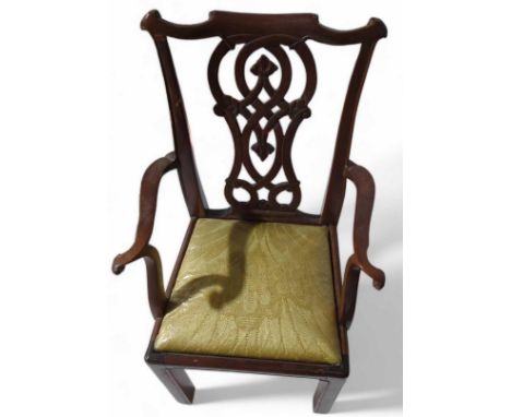 A miniature Chippendale style carver chair, 25cms high 