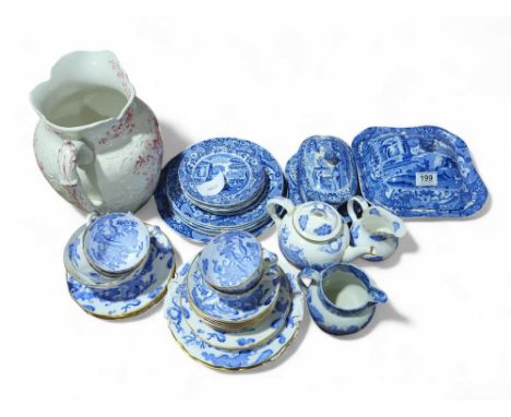 Spode's Italian pattern veg dish and cover, small sauce tureen and stand, plates and small jug together with Royal Worcester 